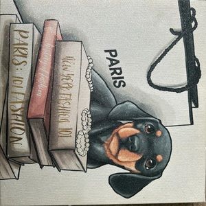 Glittery, Paris fashion, dog painting